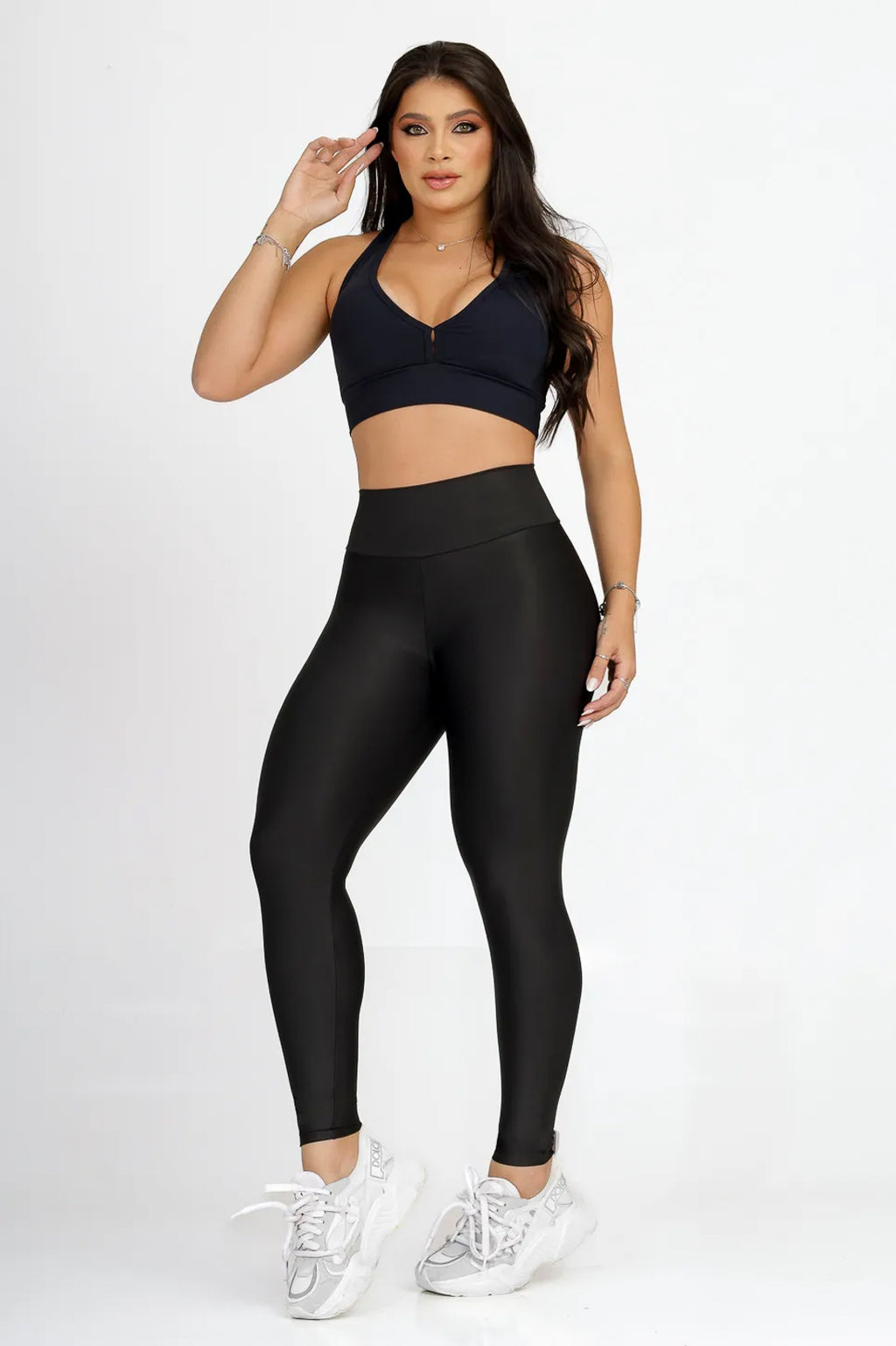 Calça Legging Básica Alta Compressão Modeladora Cintura Alta Preto (2)