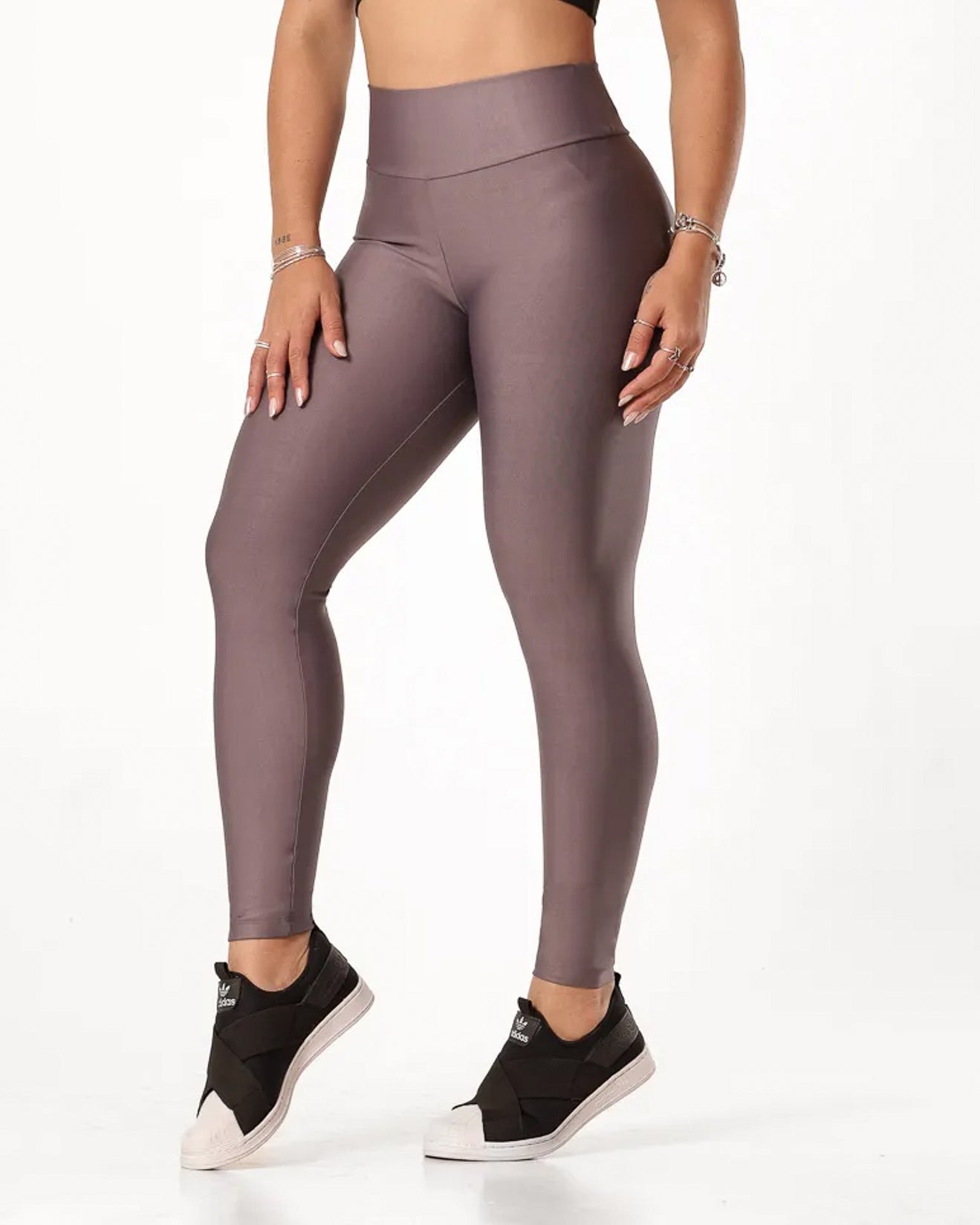 Calça Legging Básica Alta Compressão Modeladora Cintura Alta Grafite (1)