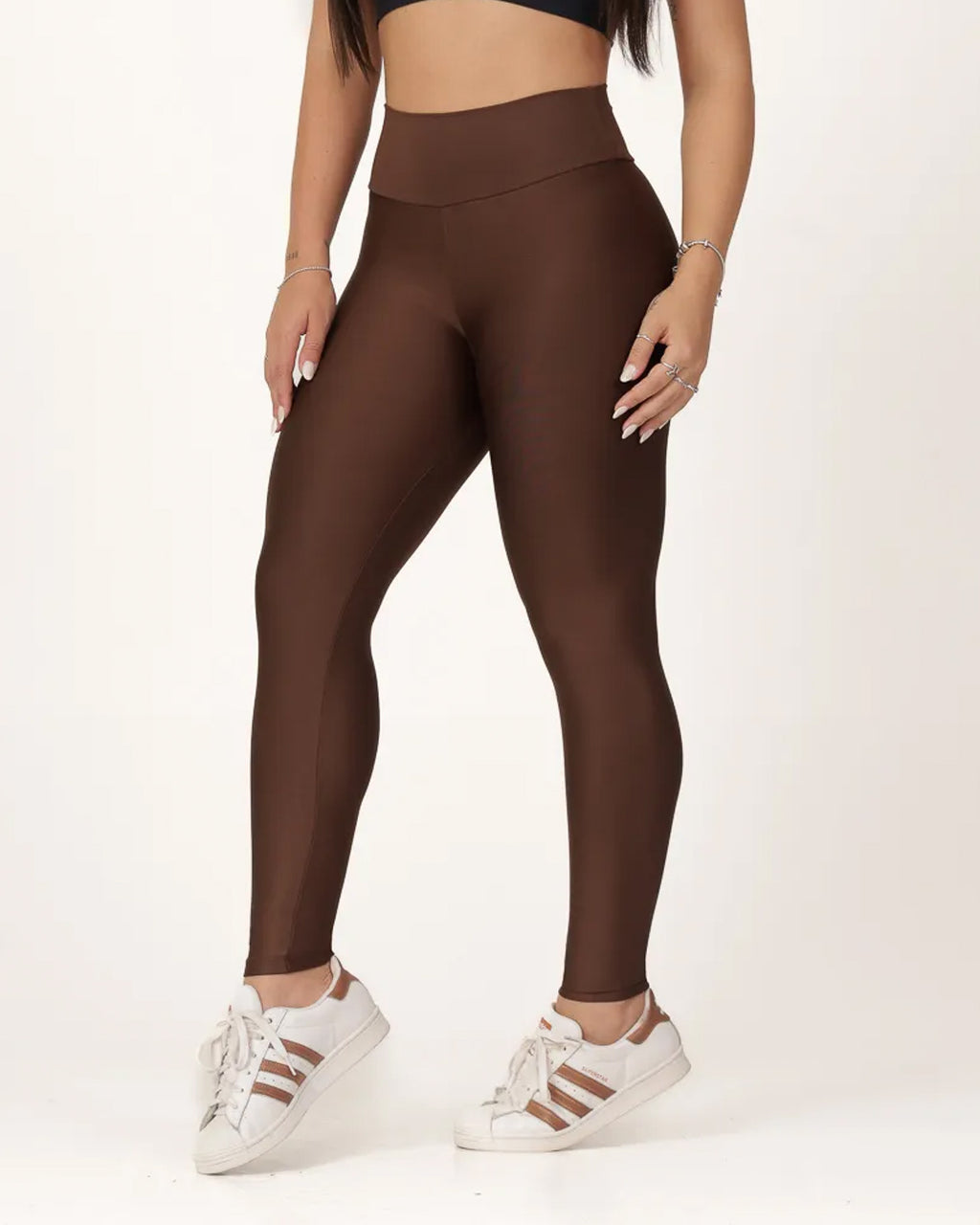 Calça Legging Básica Alta Compressão Modeladora Cintura Alta Chocolate (1)