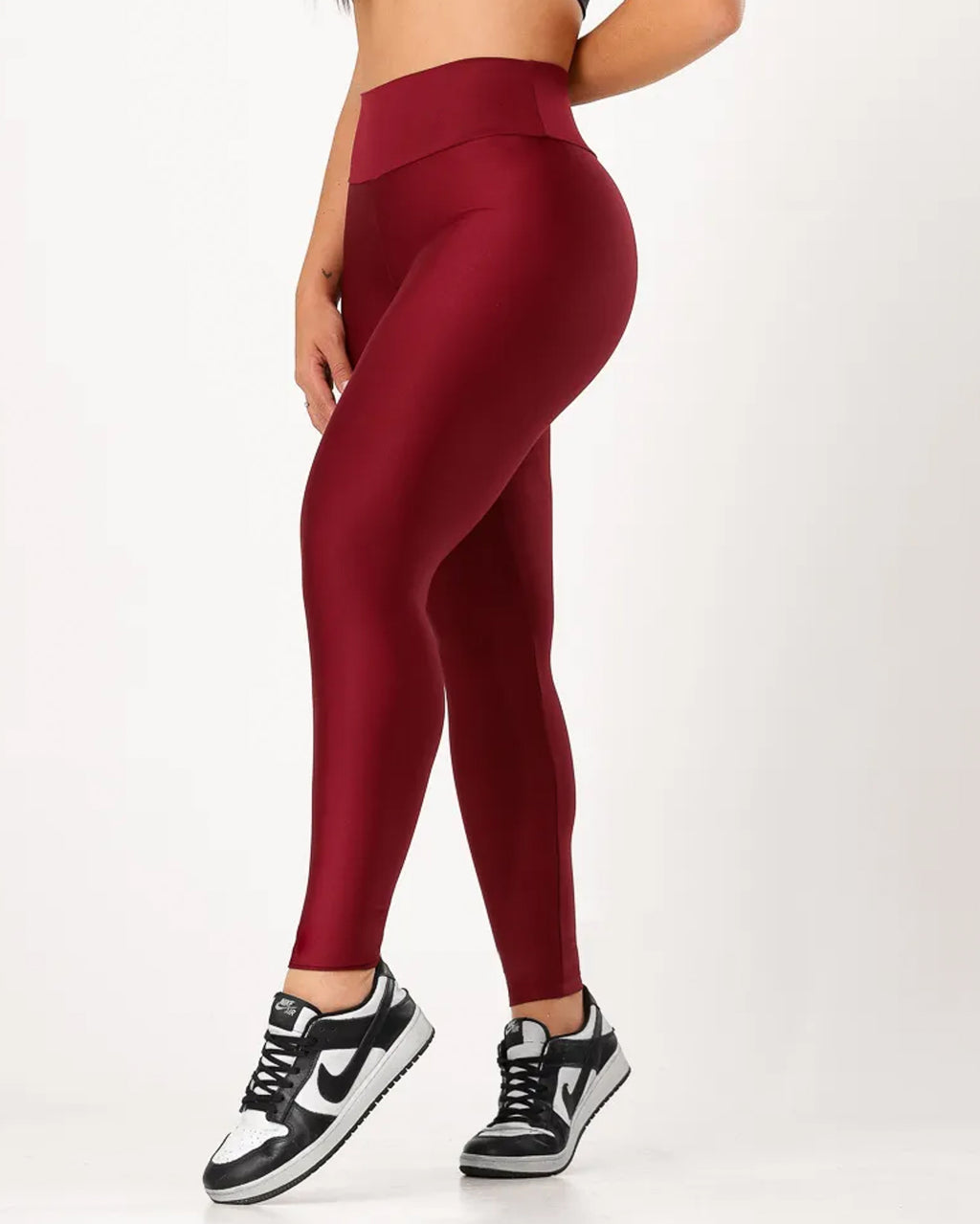 Calça Legging Básica Alta Compressão Modeladora Cintura Alta Marsala (1)