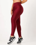 Calça Legging Básica Alta Compressão Modeladora Cintura Alta Marsala (1)
