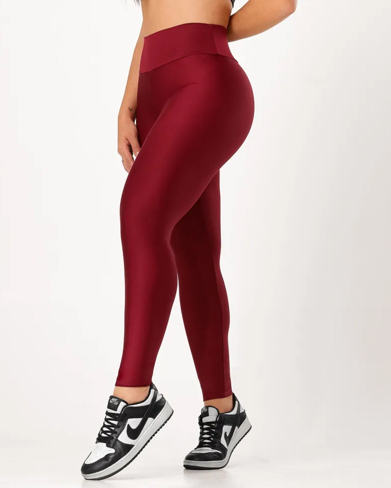Calça Legging Básica Alta Compressão Modeladora Cintura Alta Marsala (1)