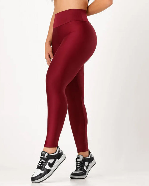 Calça Legging Básica Alta Compressão Modeladora Cintura Alta Marsala (1)