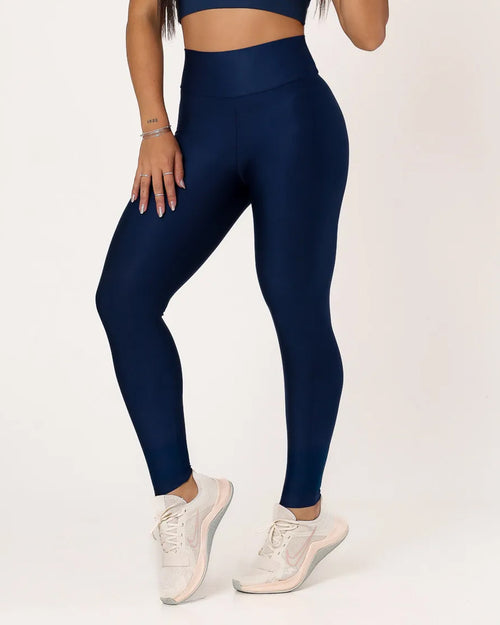 Calça Legging Básica Alta Compressão Modeladora Cintura Alta Azul Marinho (1)