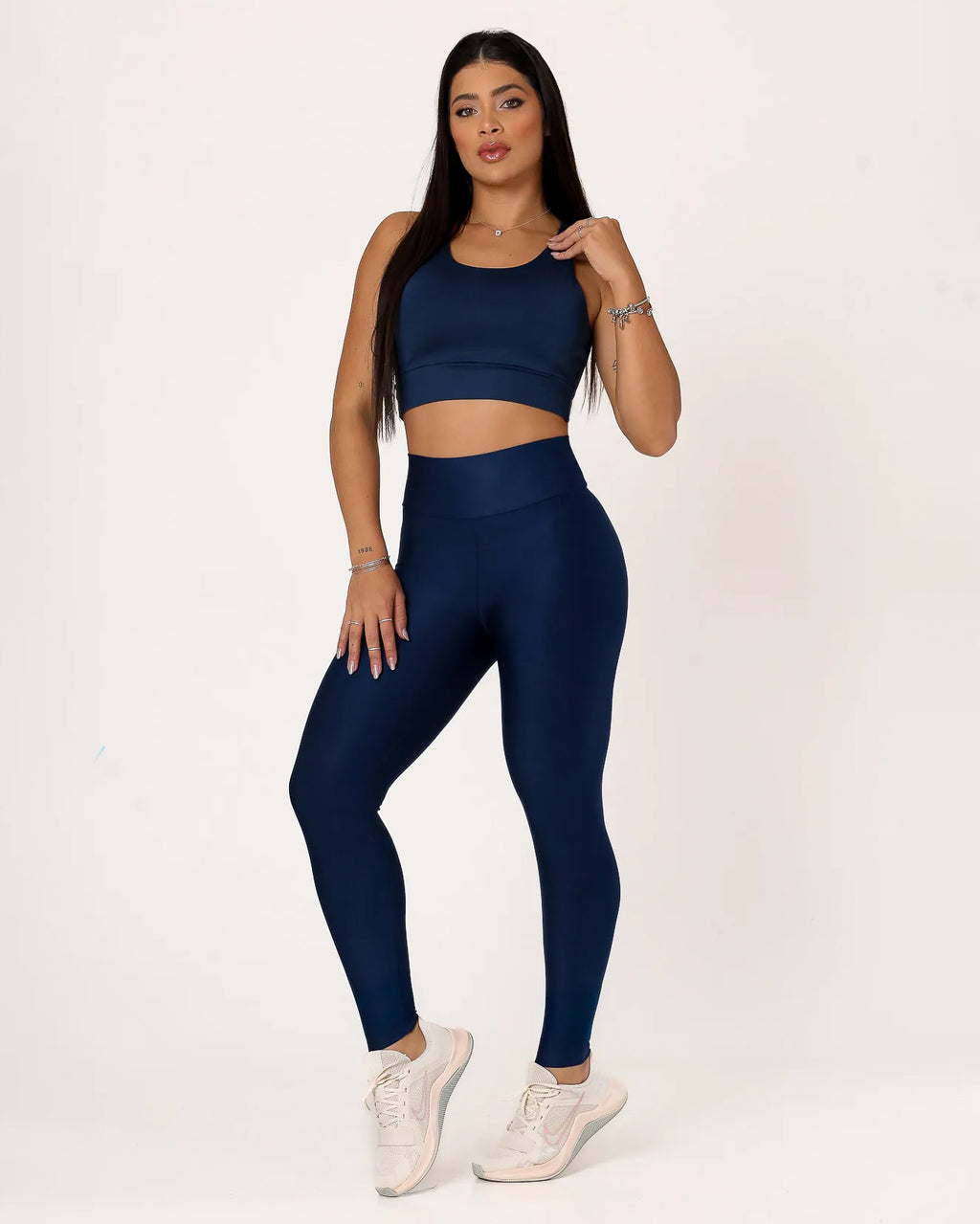 Calça Legging Básica Alta Compressão Modeladora Cintura Alta Azul Marinho (3)
