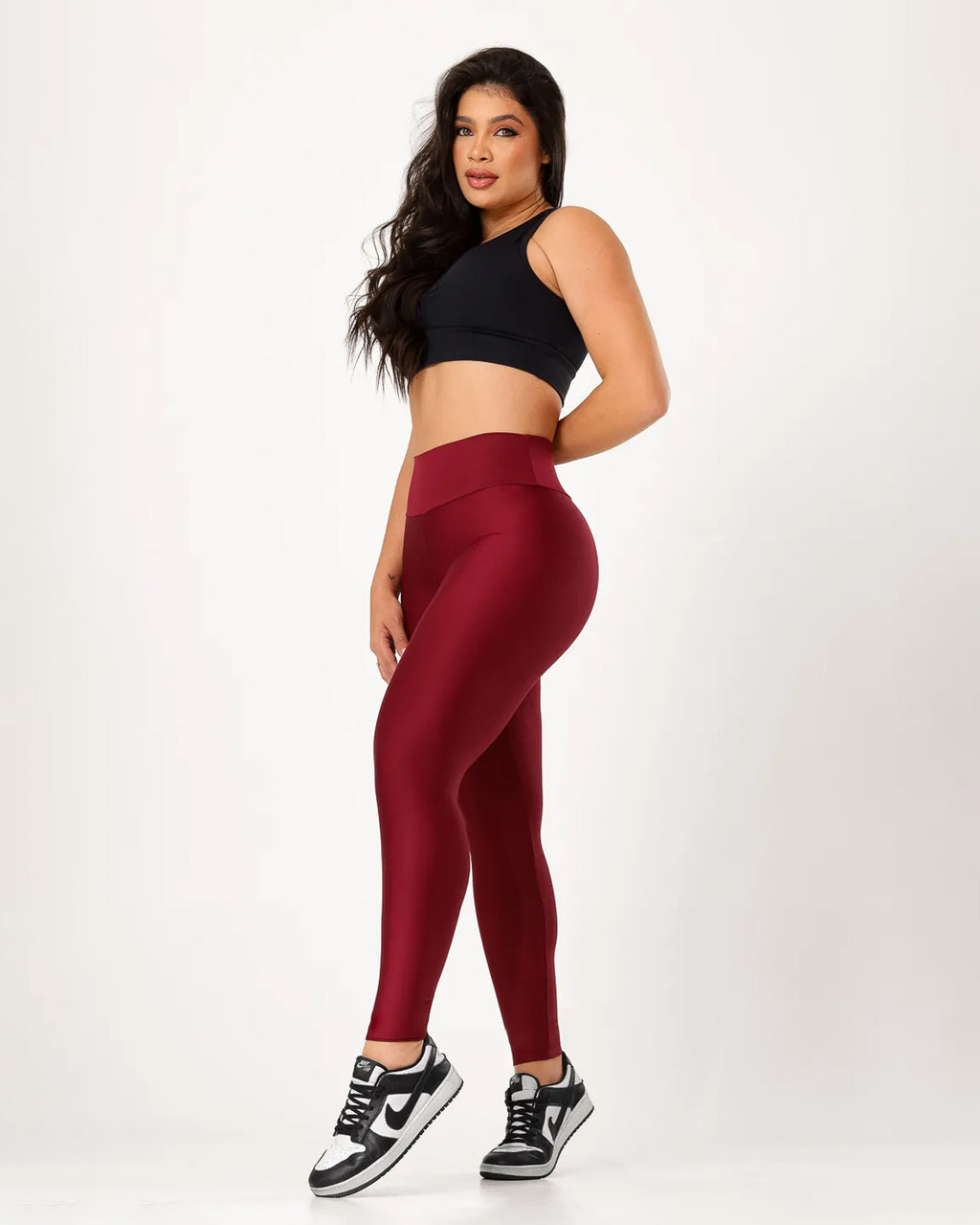 Calça Legging Básica Alta Compressão Modeladora Cintura Alta Marsala (4)