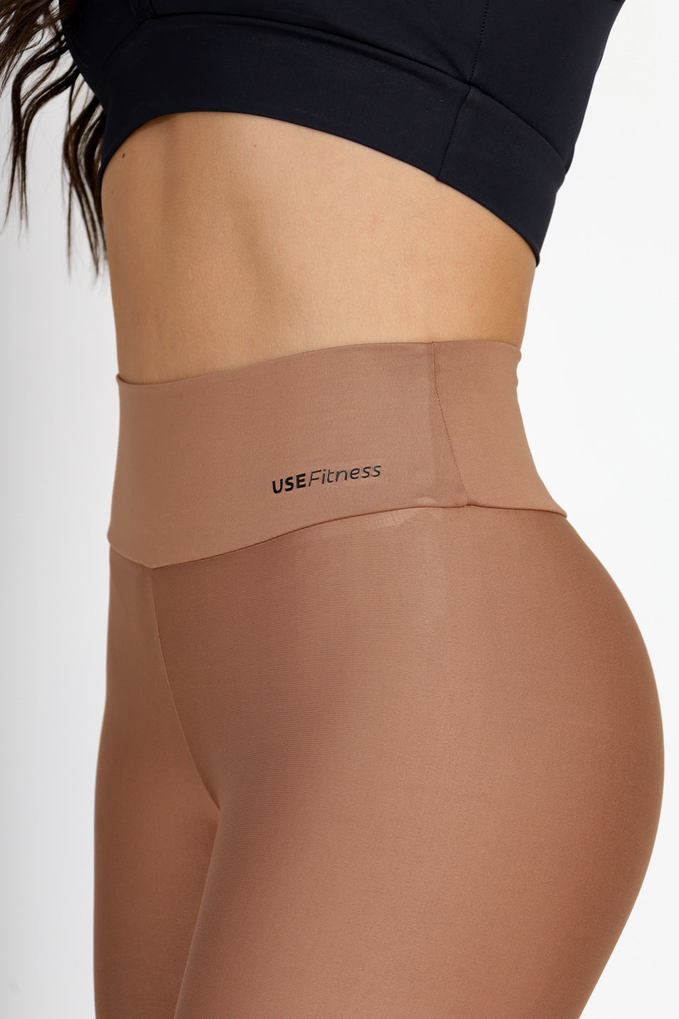 Calça Legging Básica Alta Compressão Modeladora Cintura Alta Bege Escuro (3)