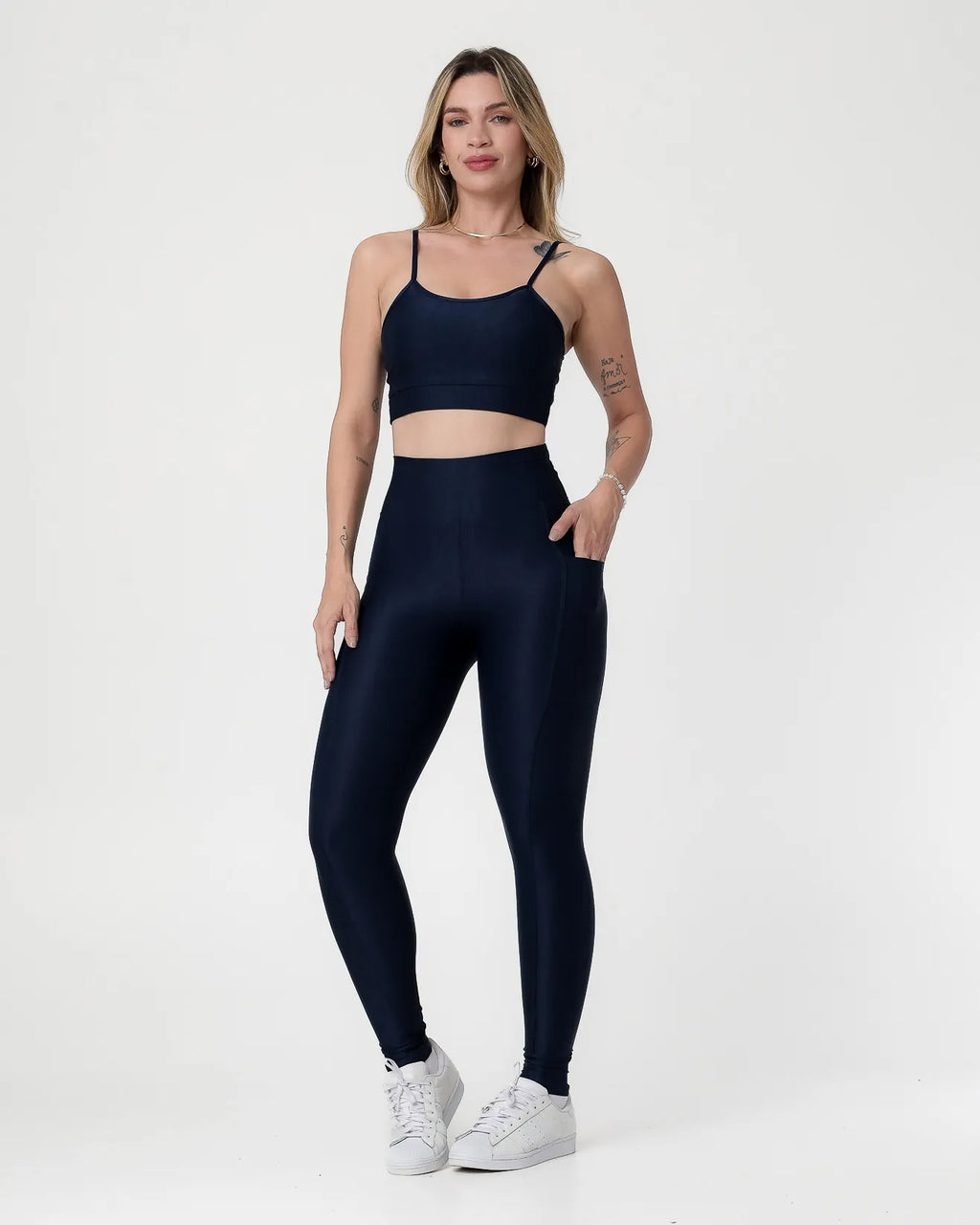 Calça Legging Canelada com Bolso Poliamida Azul Marinho (3)