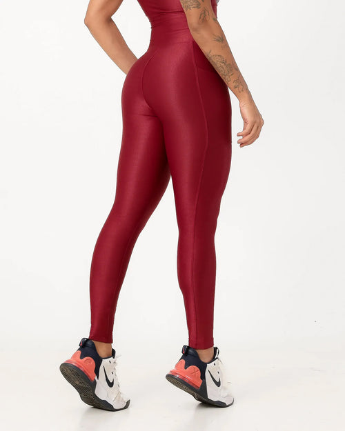 Calça Legging Canelada com Bolso Poliamida Marsala (2)