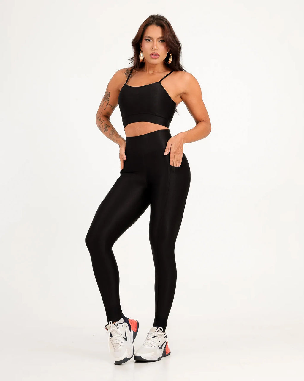Calça Legging Canelada com Bolso Poliamida Preto (4)