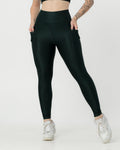 Calça Legging Canelada com Bolso Poliamida Verde Escuro (1)