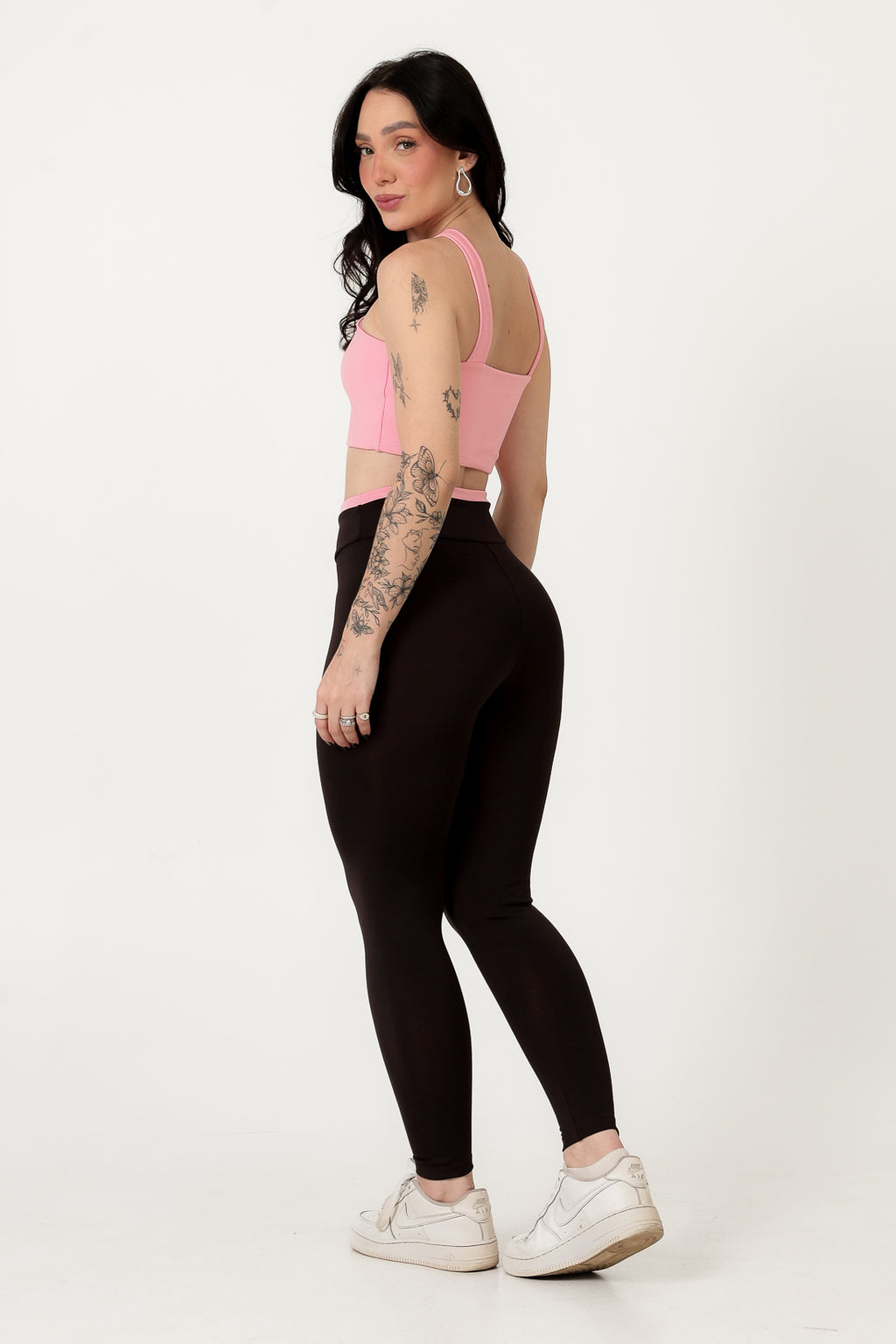 Conjunto Bicolor Top Alça V e Calça Legging Rosa/Chocolate (1)