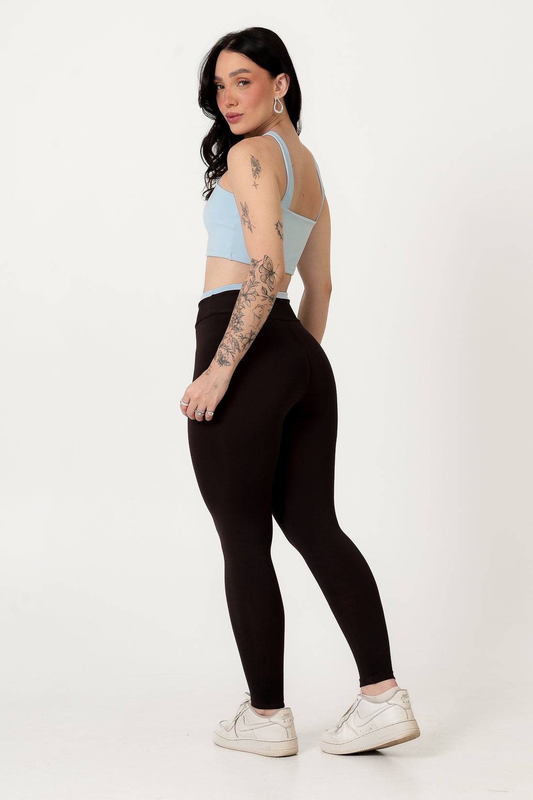 Conjunto Bicolor Top Alça V e Calça Legging Azul Bebê/Chocolate (1)