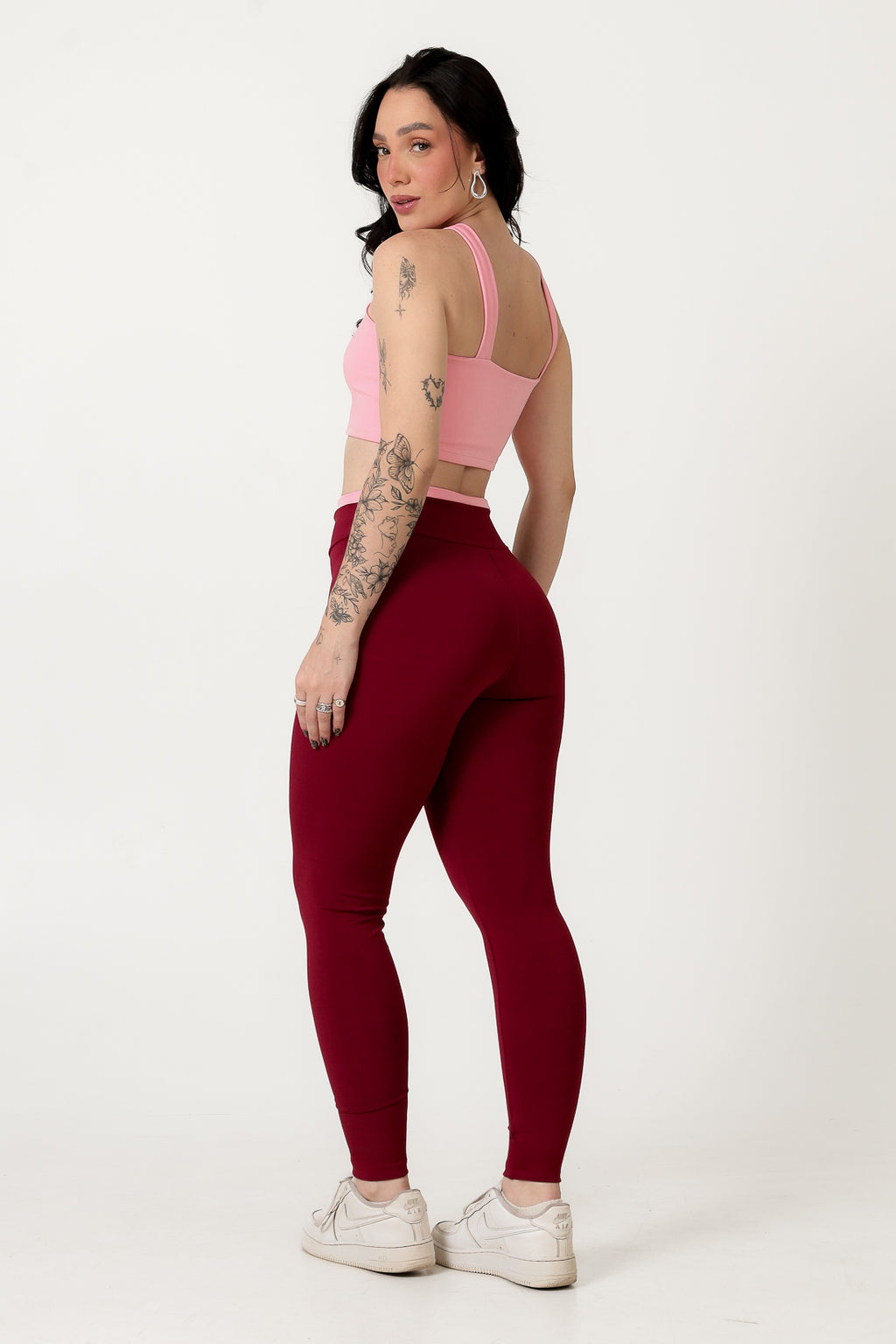 Conjunto Bicolor Top Alça V e Calça Legging Rosa/Marsala (2)