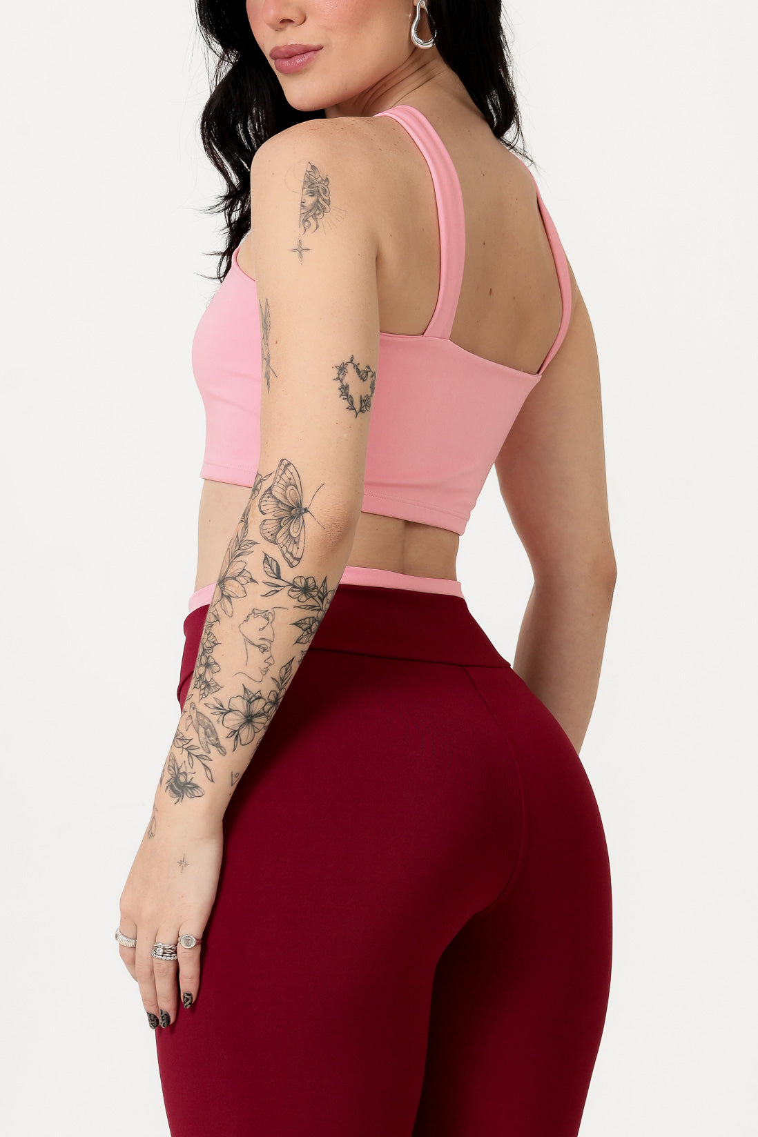 Conjunto Bicolor Top Alça V e Calça Legging Rosa/Marsala (3)