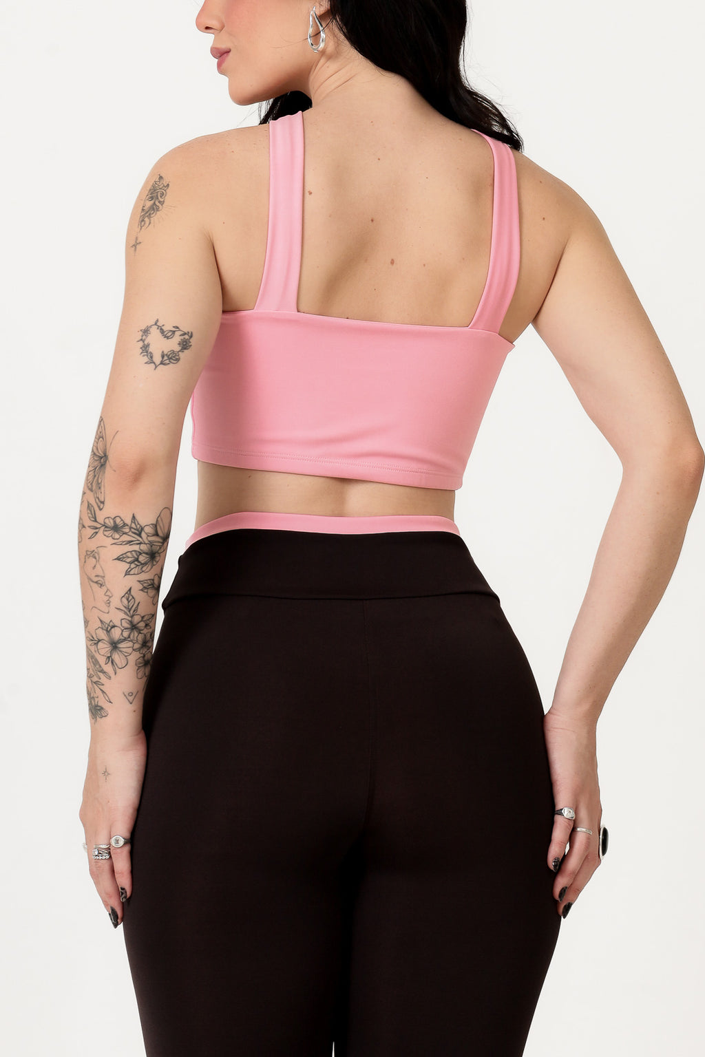 Conjunto Bicolor Top Alça V e Calça Legging Rosa/Chocolate (3)