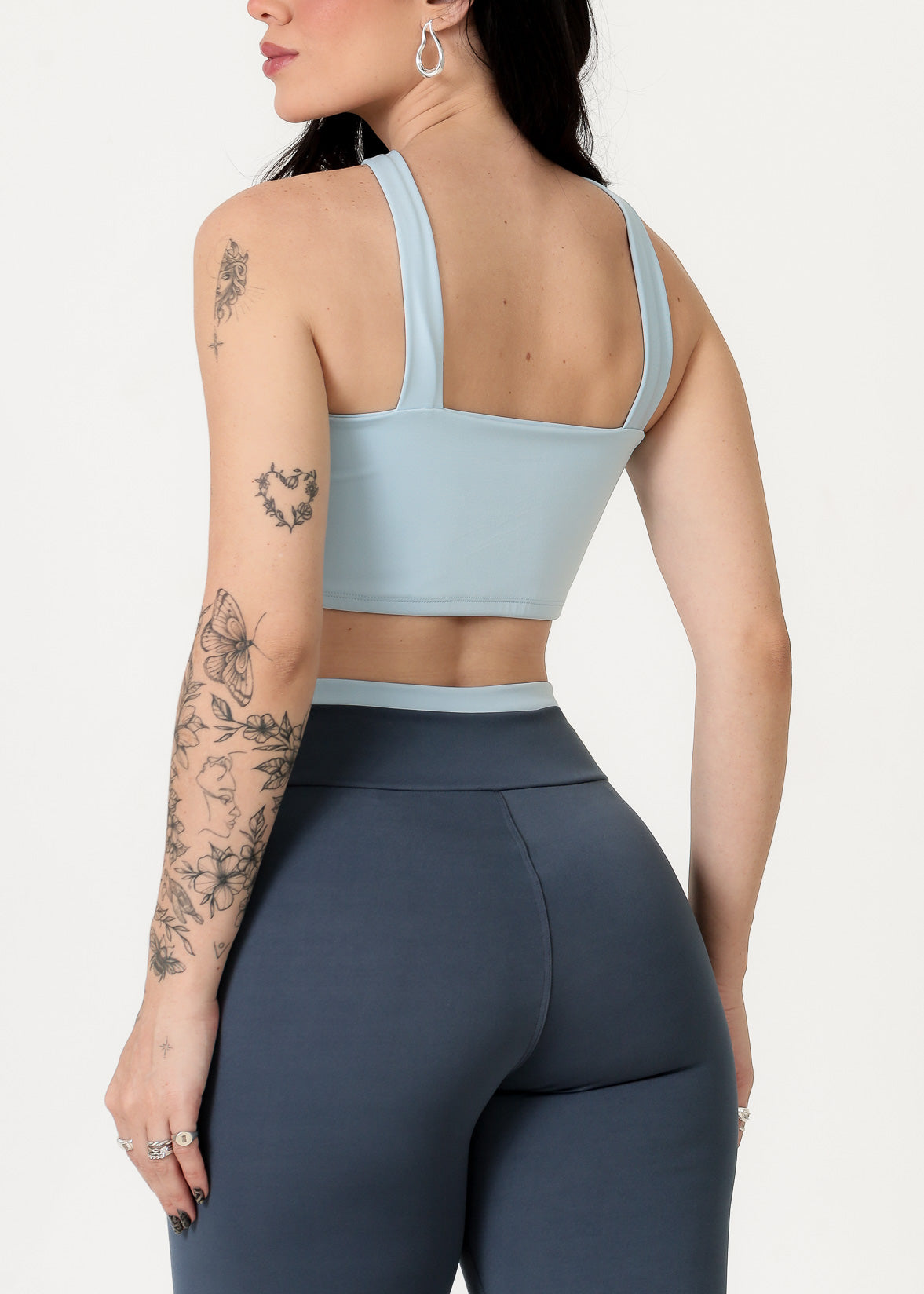Conjunto Bicolor Top Alça V e Calça Legging Azul Bebê/Cinza Médio (3)