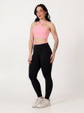 Conjunto Bicolor Top Alça V e Calça Legging Rosa/Preto (1)