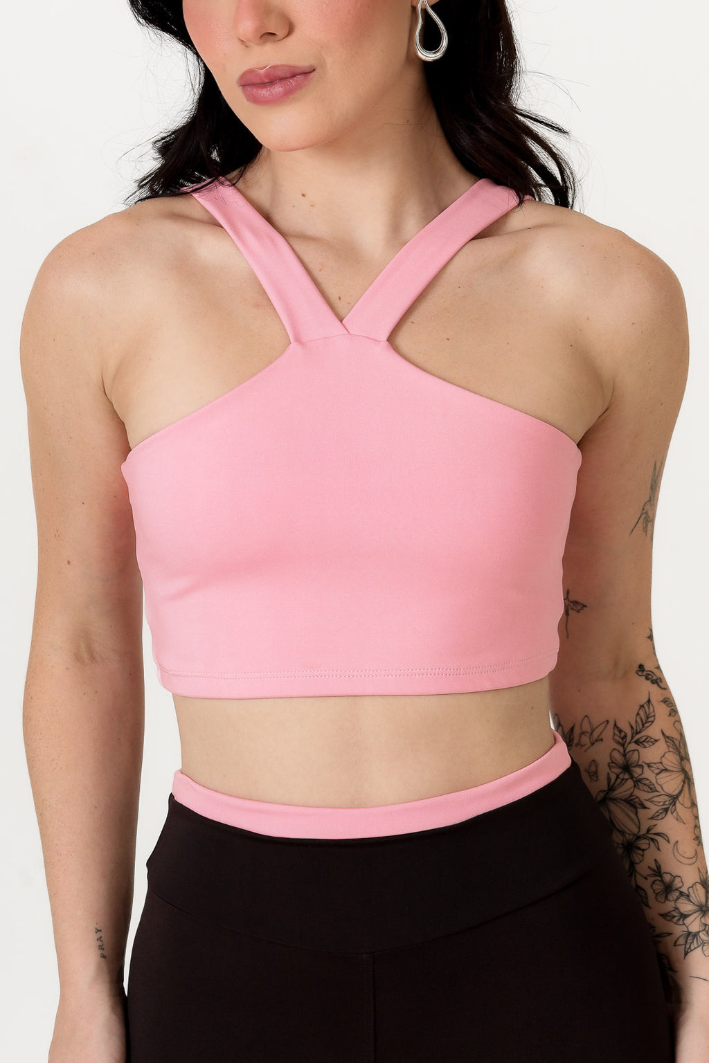 Conjunto Bicolor Top Alça V e Calça Legging Rosa/Chocolate (4)