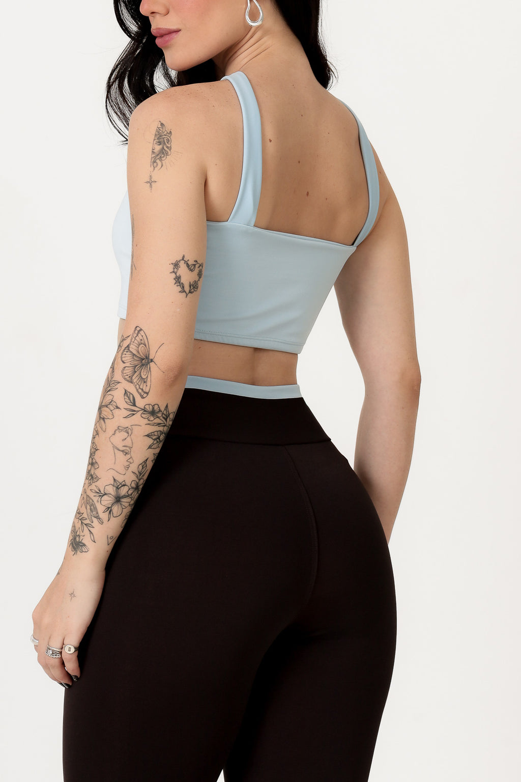 Conjunto Bicolor Top Alça V e Calça Legging Azul Bebê/Chocolate (4)