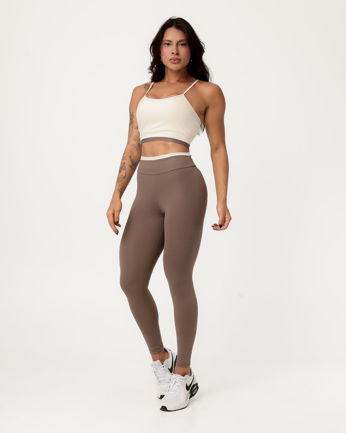 Conjunto Bicolor Top de Alça e Calça Legging Off/Coffee (1)