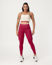 Conjunto Bicolor Top de Alça e Calça Legging Off/Bordô