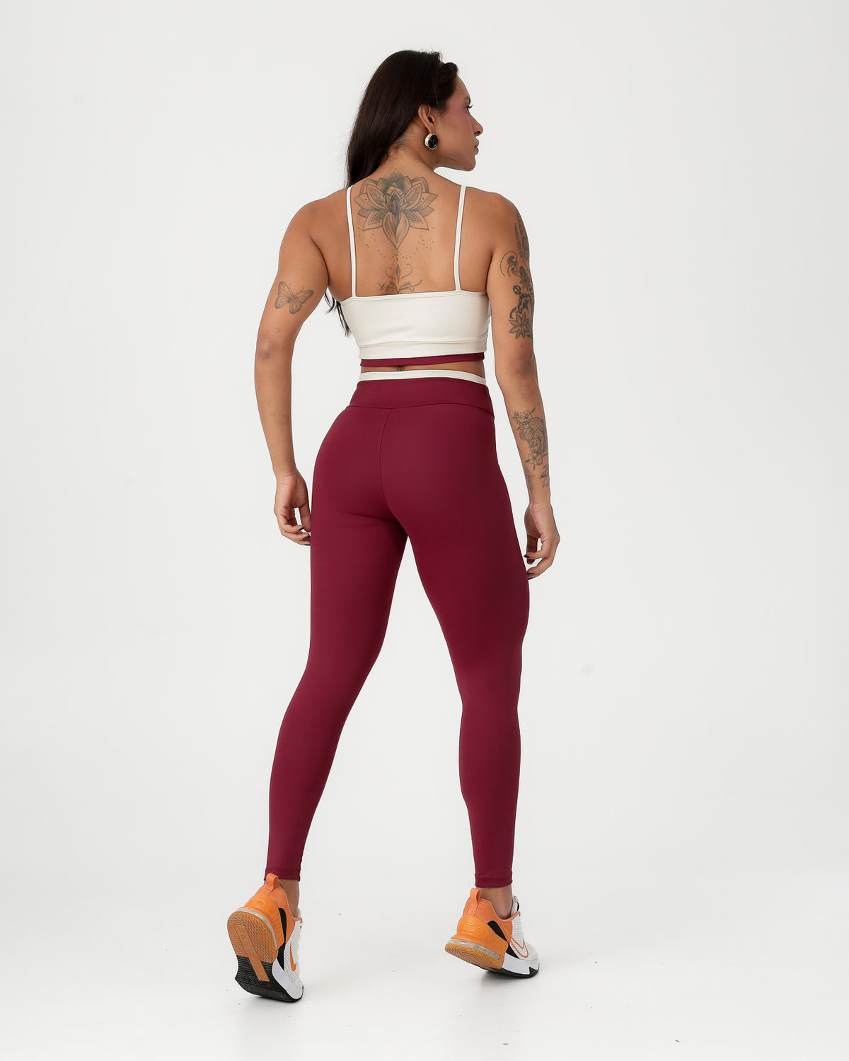 Conjunto Bicolor Top de Alça e Calça Legging Off/Marsala (2)