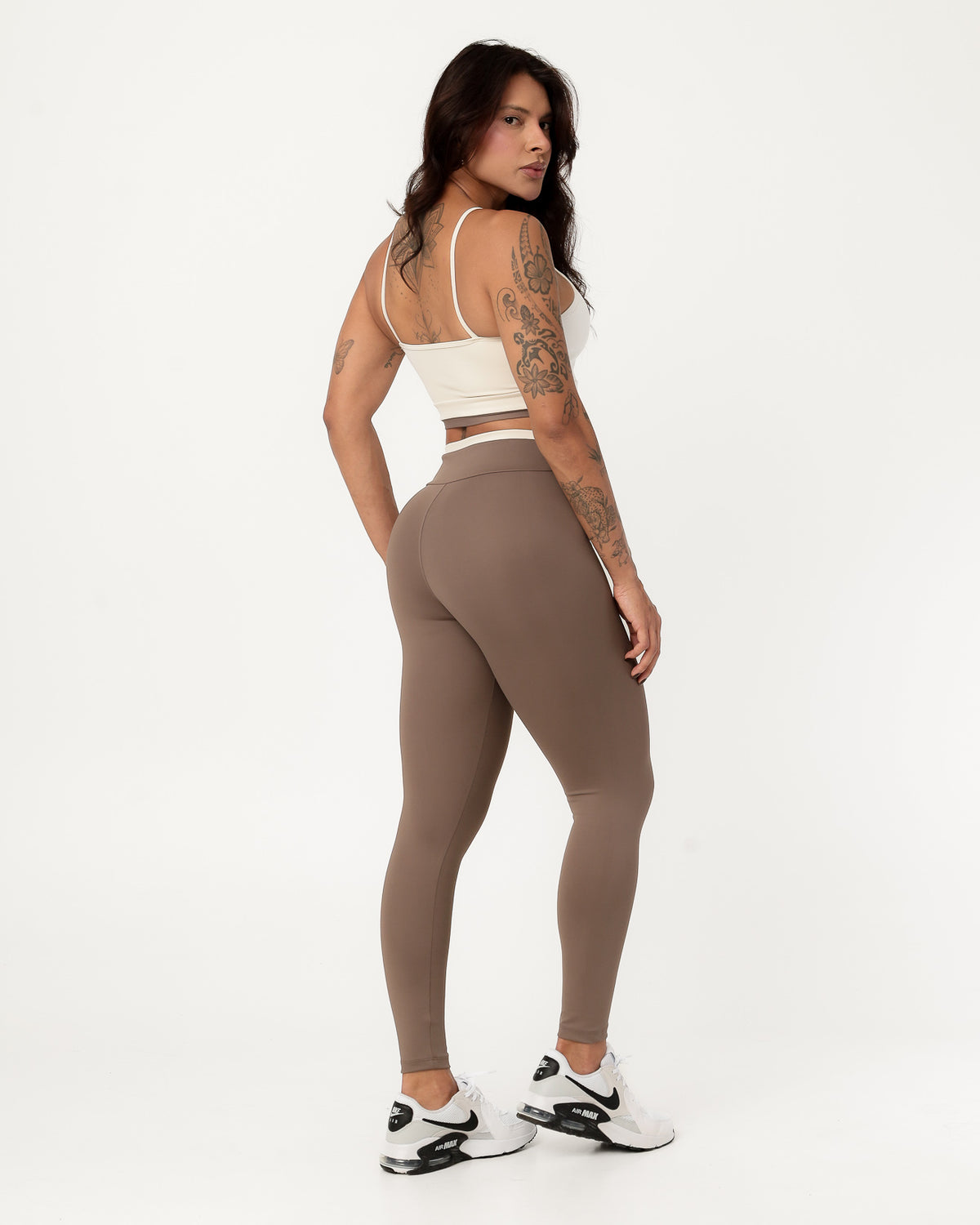Conjunto Bicolor Top de Alça e Calça Legging Off/Coffee (2)