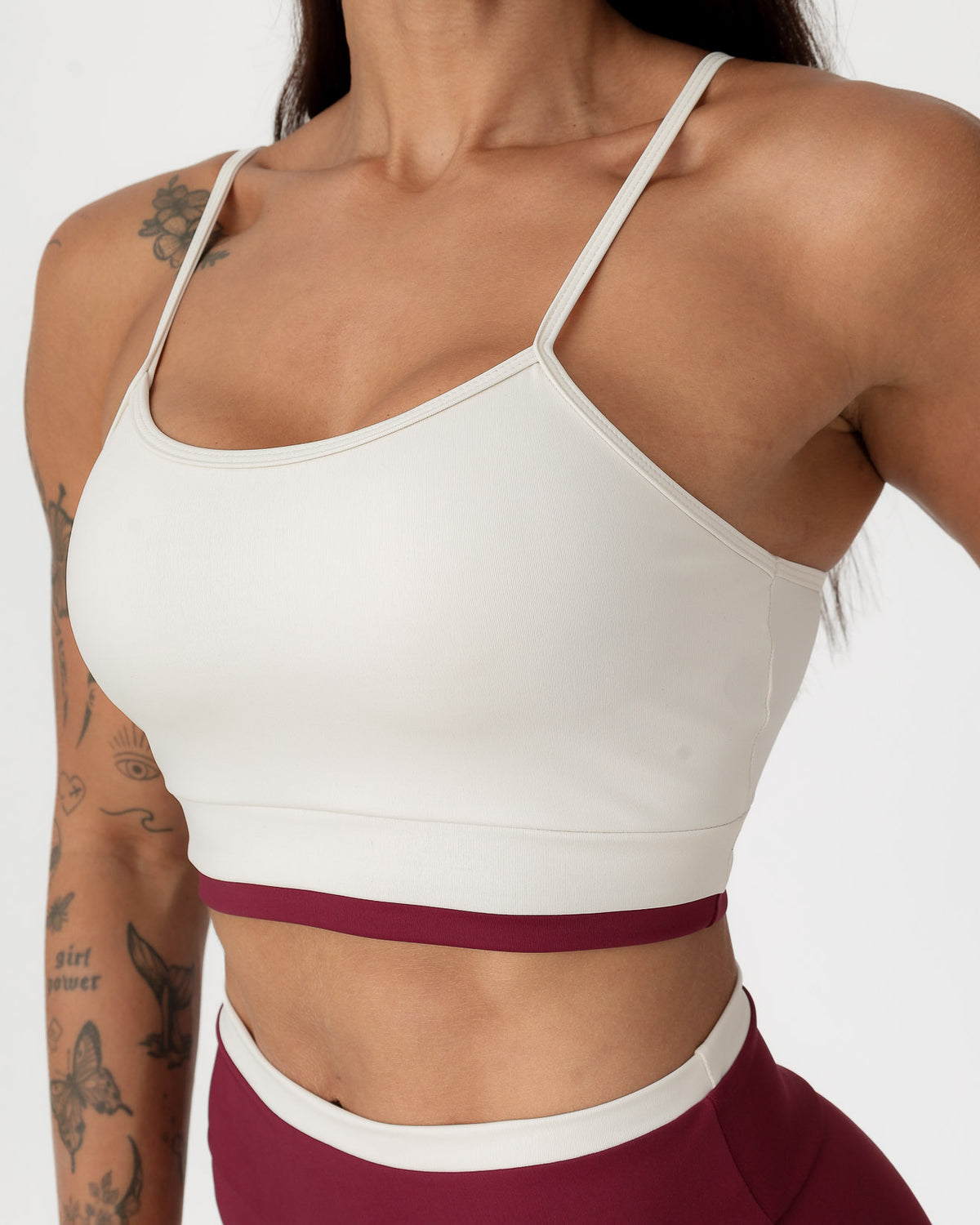 Conjunto Bicolor Top de Alça e Calça Legging Off/Marsala (3)