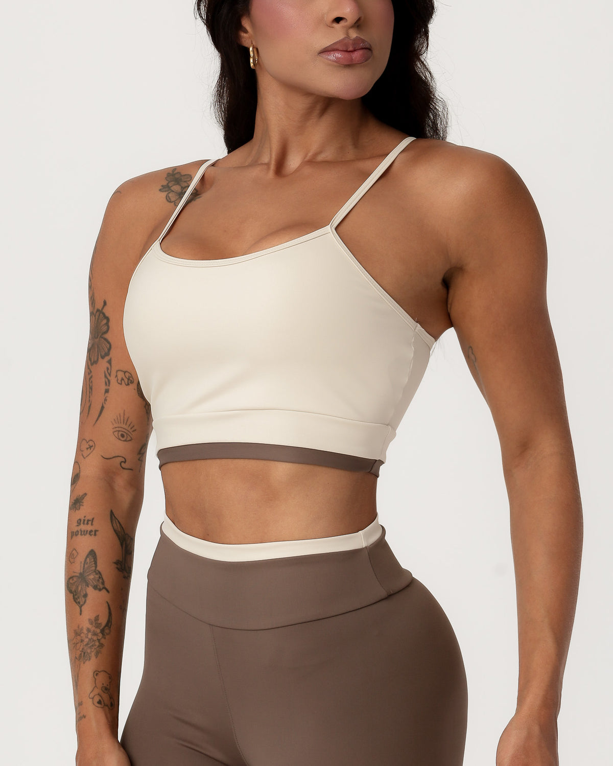 Conjunto Bicolor Top de Alça e Calça Legging Off/Coffee (4)