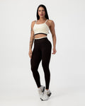 Conjunto Bicolor Top de Alça e Calça Legging em Poliéster Off/Chocolate (1)