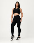 Conjunto Canelado Relevo 3D Cropped Regata e Calça Legging Preto (1)