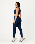 Conjunto Canelado Relevo 3D Cropped Regata e Calça Legging Azul Marinho (1)