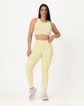 Conjunto Canelado Relevo 3D Cropped Regata e Calça Legging Amarelo Bebê (1)