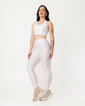 Conjunto Canelado Top Cruzado nas Costas e Calça Legging Poliamida Branco (1)