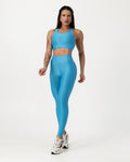 Conjunto Canelado Top Cruzado nas Costas e Calça Legging Poliamida Azul (1)