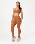 Conjunto Fitness Jacquard Texturizado Top Nadador e Calça Legging Caramelo (1)