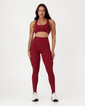 Conjunto Fitness Jacquard Texturizado Top Nadador e Calça Legging Marsala (1)