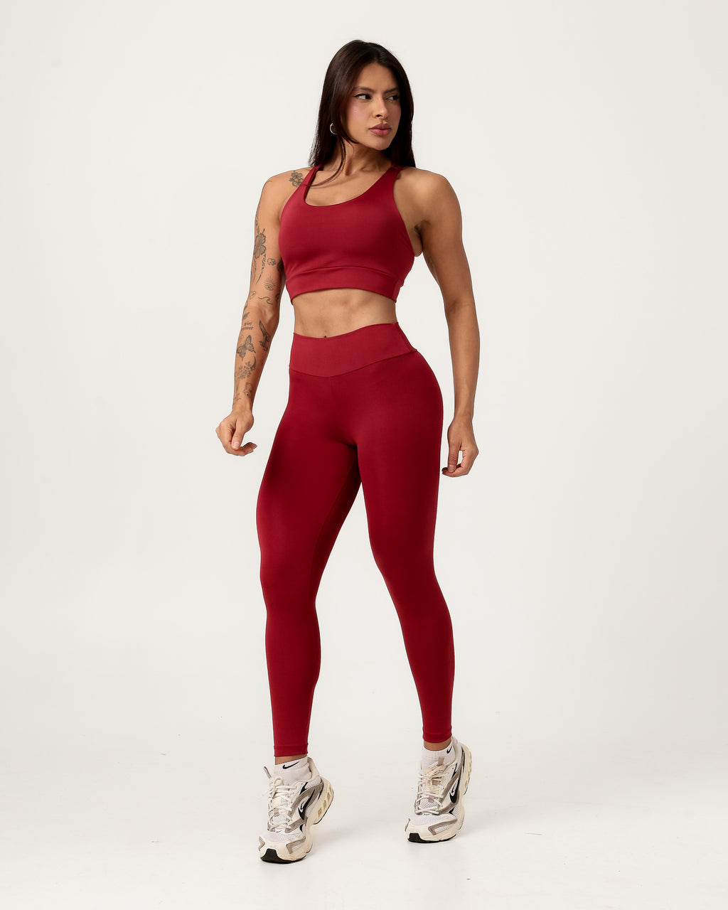 Conjunto Top Cruzado nas Costas e Calça Legging Marsala (1)