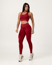 Conjunto Top Cruzado nas Costas e Calça Legging Marsala