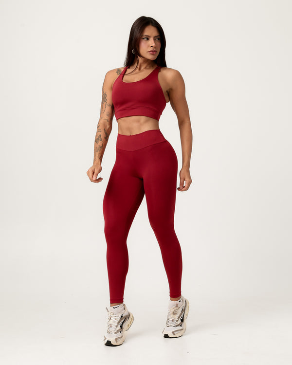 Conjunto Top Cruzado nas Costas e Calça Legging Marsala (1)