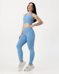 Conjunto Top Cruzado nas Costas e Calça Legging Azul Claro (1)