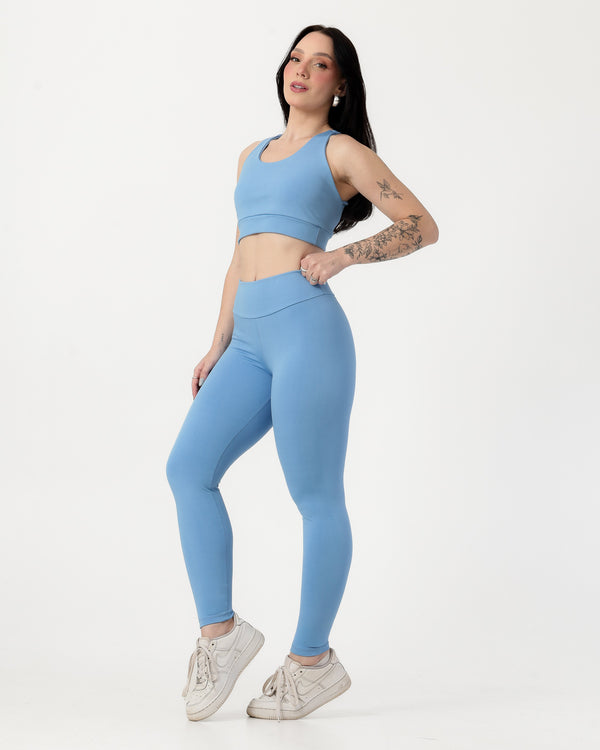 Conjunto Top Cruzado nas Costas e Calça Legging Azul Claro (1)