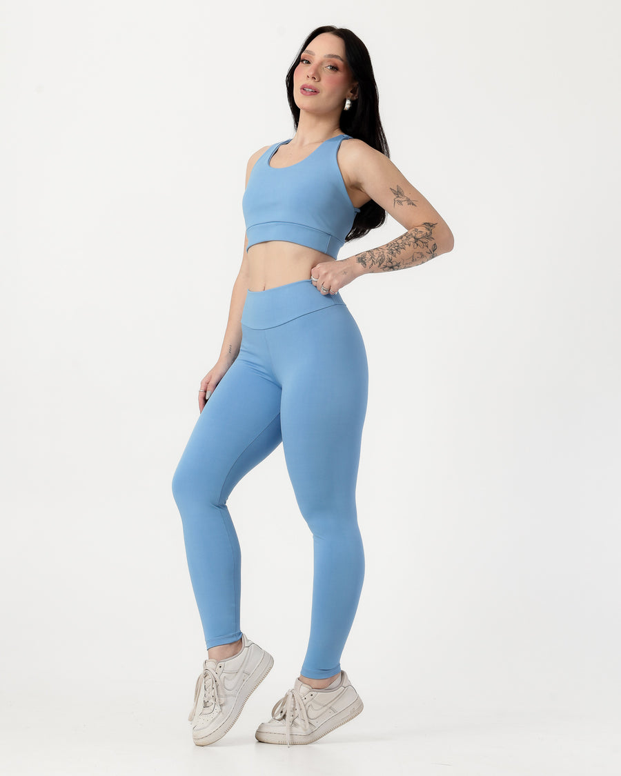 Conjunto Top Cruzado nas Costas e Calça Legging Azul Claro (1)