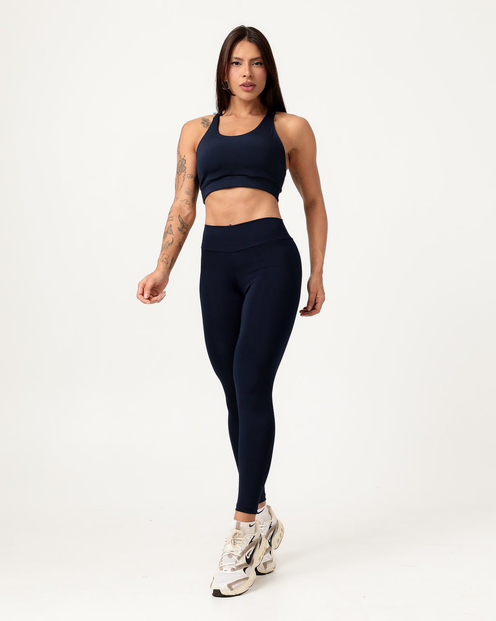 Conjunto Top Cruzado nas Costas e Calça Legging Azul Marinho (2)
