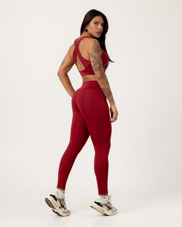 Conjunto Top Cruzado nas Costas e Calça Legging Marsala (2)