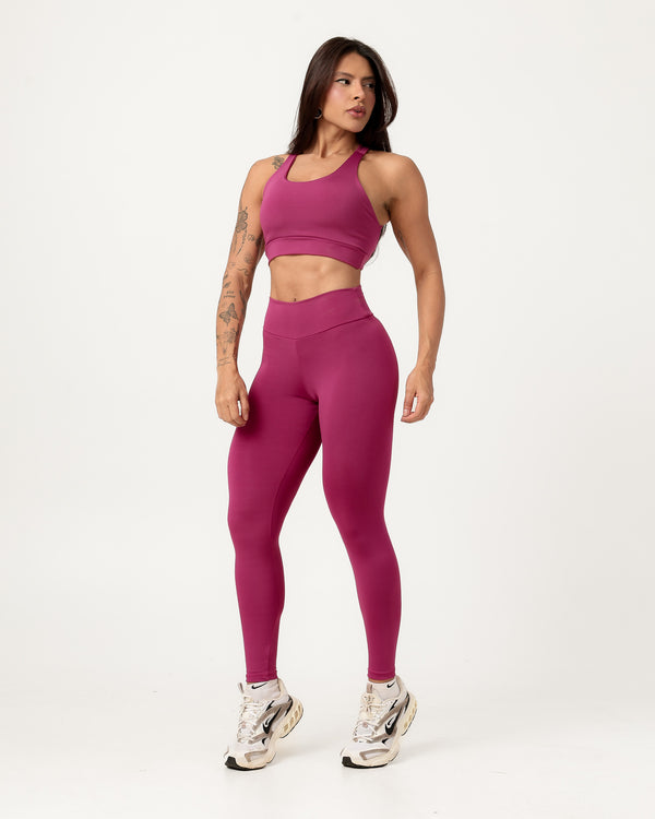 Conjunto Top Cruzado nas Costas e Calça Legging Fúcsia (2)