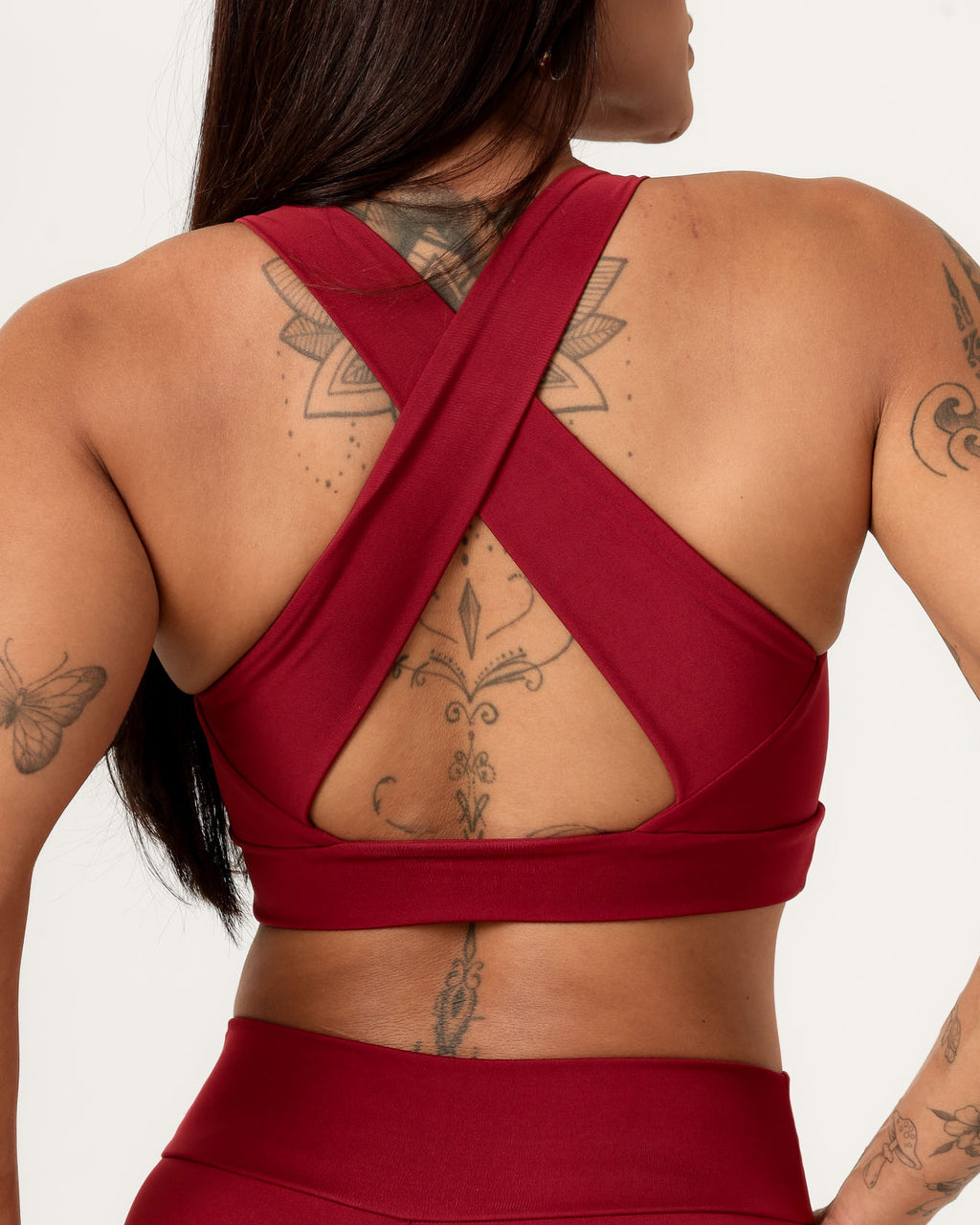 Conjunto Top Cruzado nas Costas e Calça Legging Marsala (3)