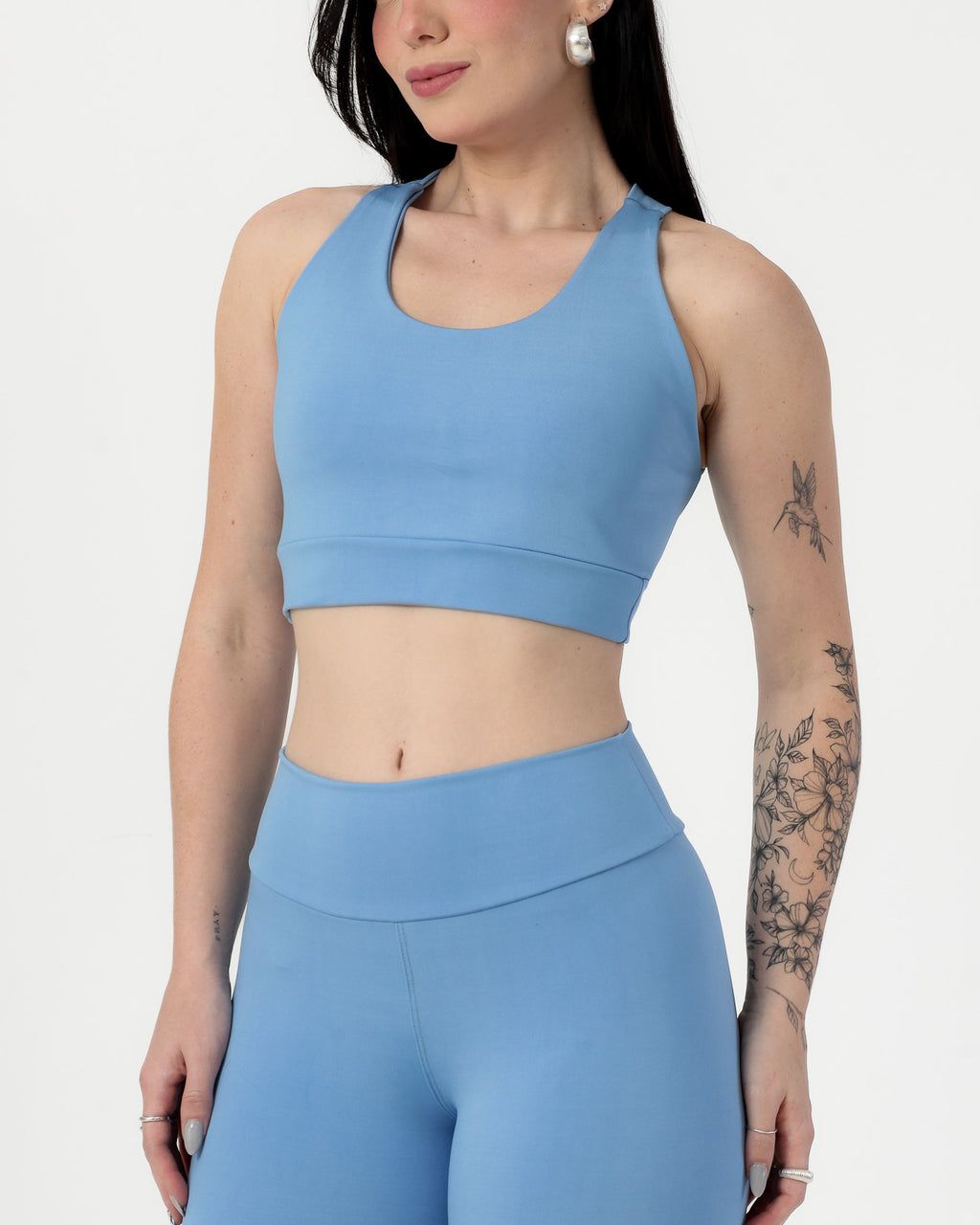 Conjunto Top Cruzado nas Costas e Calça Legging Azul Claro (3)