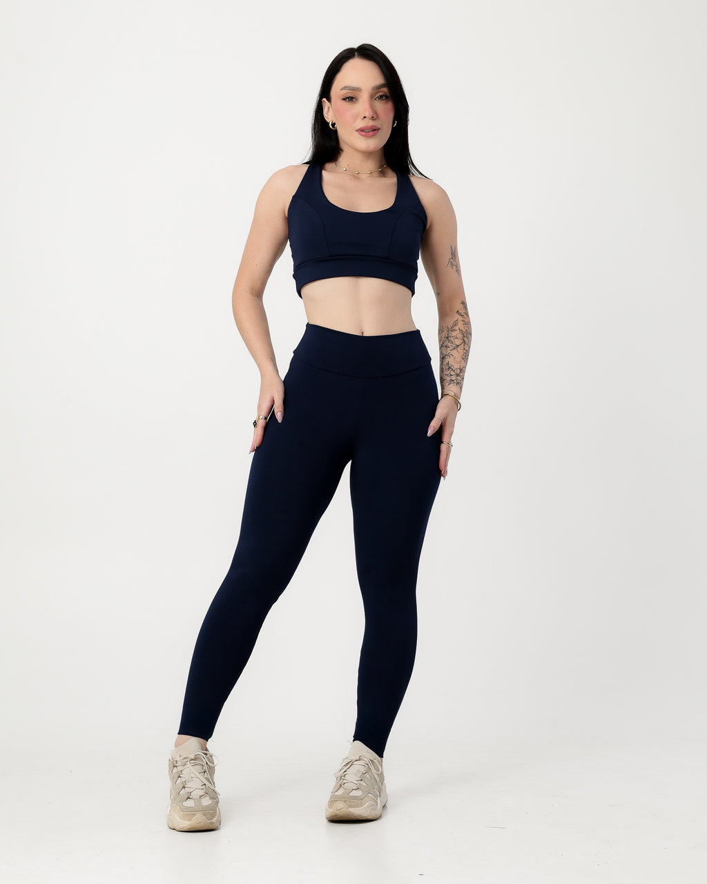 Conjunto Top Nadador e Calça Legging Azul Marinho (1)